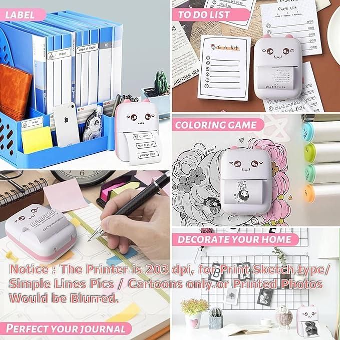 Inkless Bluetooth Pocket Printer                                                                                              -Gifts for Kids, Portable Thermal Printer for Pictures/Retro-Style Photos/Receipts/Notes/Lists/Label/Memo/QR Codes