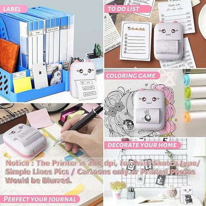 Inkless Bluetooth Pocket Printer                                                                                              -Gifts for Kids, Portable Thermal Printer for Pictures/Retro-Style Photos/Receipts/Notes/Lists/Label/Memo/QR Codes