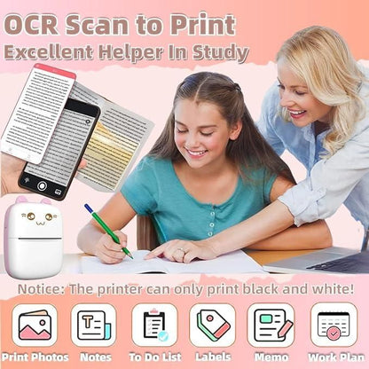 Inkless Bluetooth Pocket Printer                                                                                              -Gifts for Kids, Portable Thermal Printer for Pictures/Retro-Style Photos/Receipts/Notes/Lists/Label/Memo/QR Codes